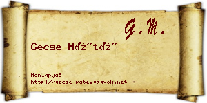 Gecse Máté névjegykártya